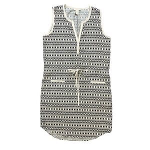 White + Warren Sleeveless Lightweight Dress Taupe Gray Print Sz S